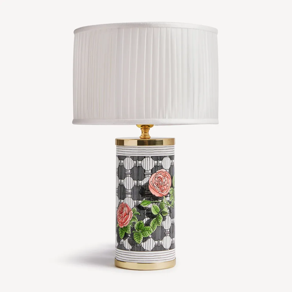 fornasetti-lampenschirm-zylindrisch-plissee-stoff image 1