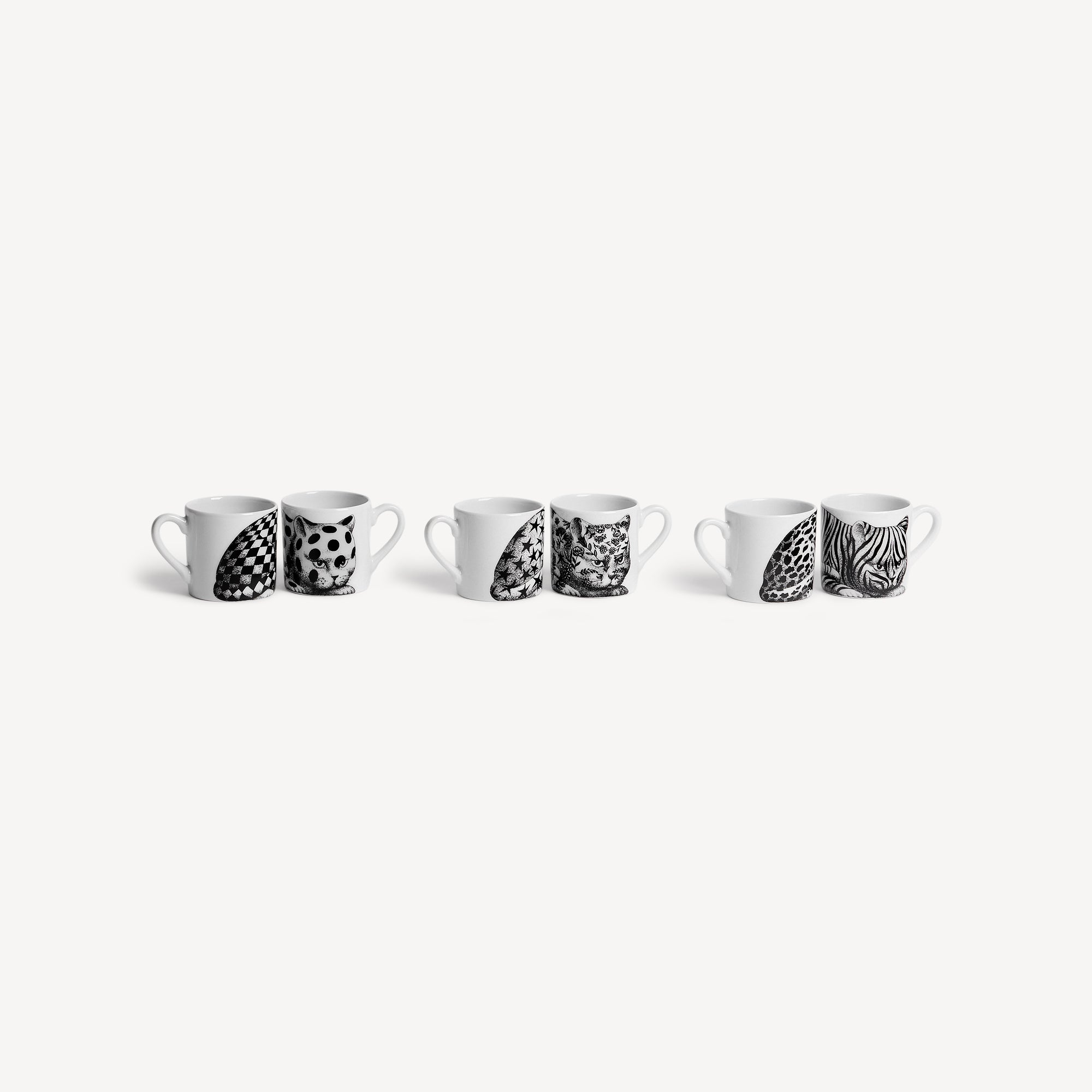 fornasetti-high-fidelity-kaffetassen-6er-set-katze-schwarz-wei image 2
