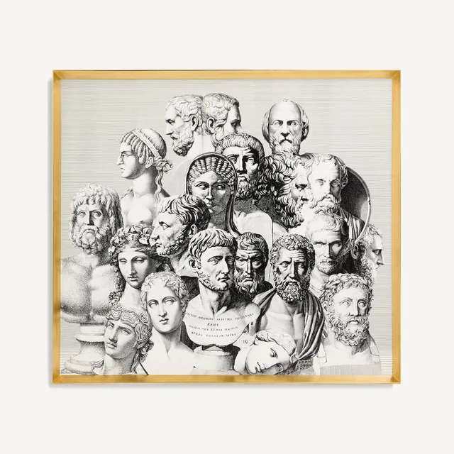 fornasetti-teste-antiche-wandpaneel-holz-gerahmt image 1