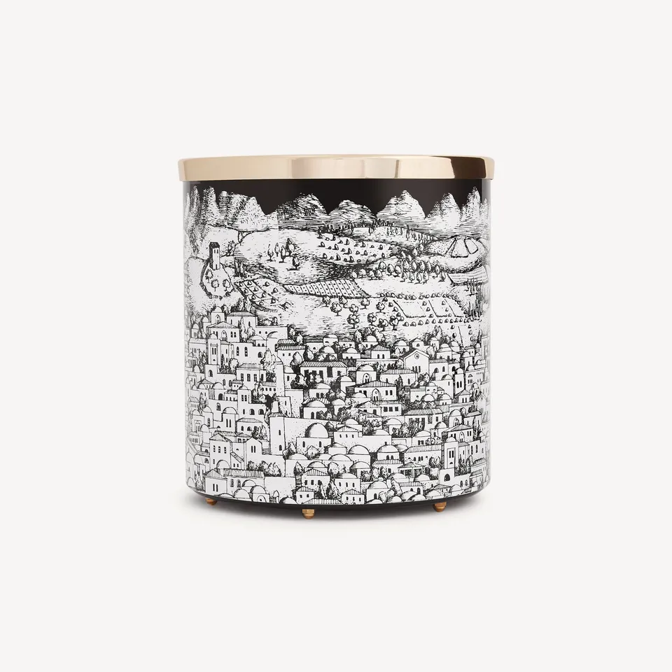 atelier-fornasetti-gerusalemme-papierkorb-metall-schwarz-wei image 1
