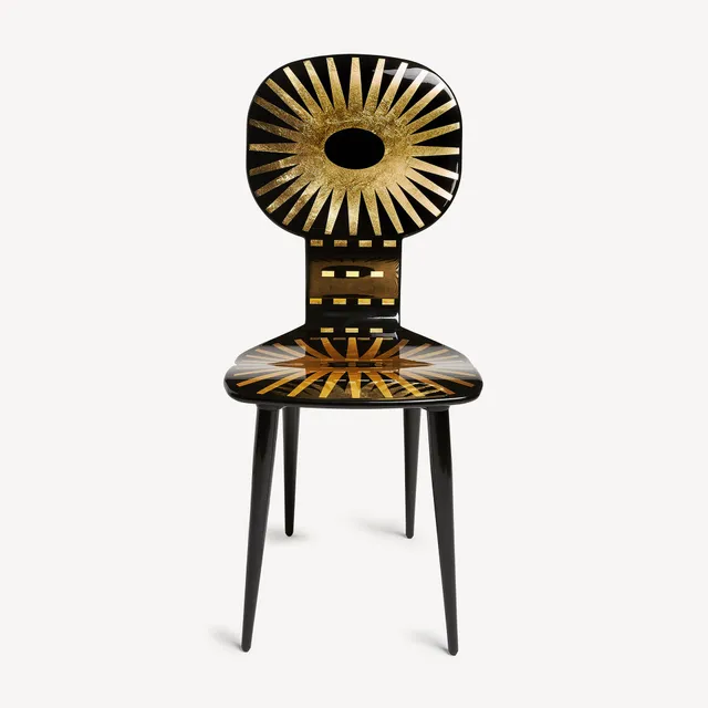 fornasetti-raggiera-stuhl-holz-handbemalt-gold image 1
