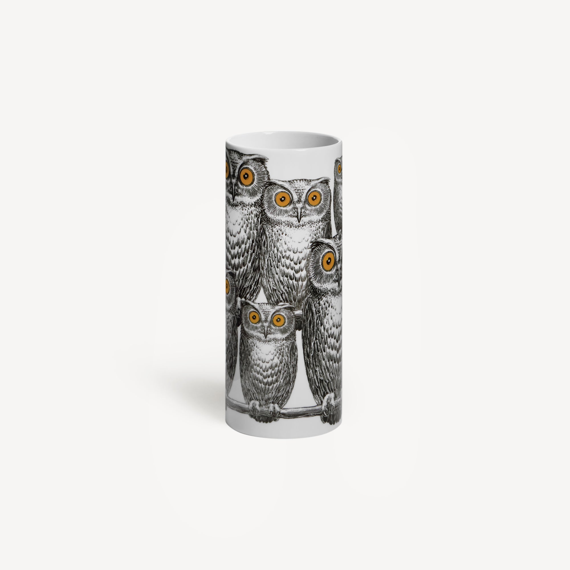 atelier-fornasetti-civette-kleine-zylindervase-eulen image 2