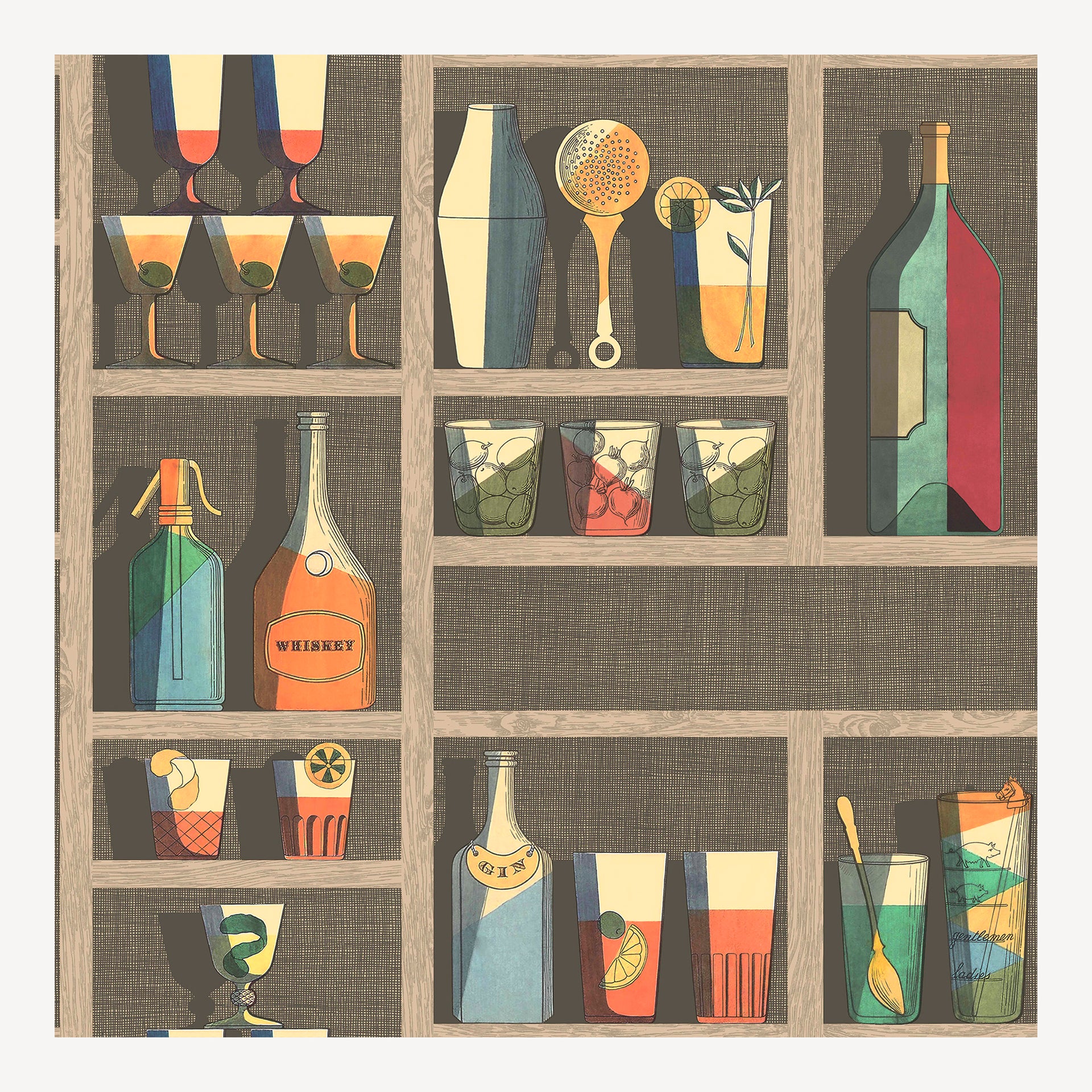 fornasetti-cocktails-tapete-10-m-flaschen-pastell image 1