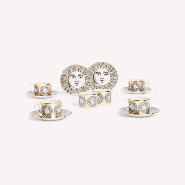fornasetti-sole-teetassen-6er-set-porzellan-gold-sonne image 1