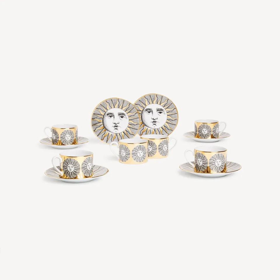 fornasetti-sole-teetassen-6er-set-porzellan-gold-sonne image 1