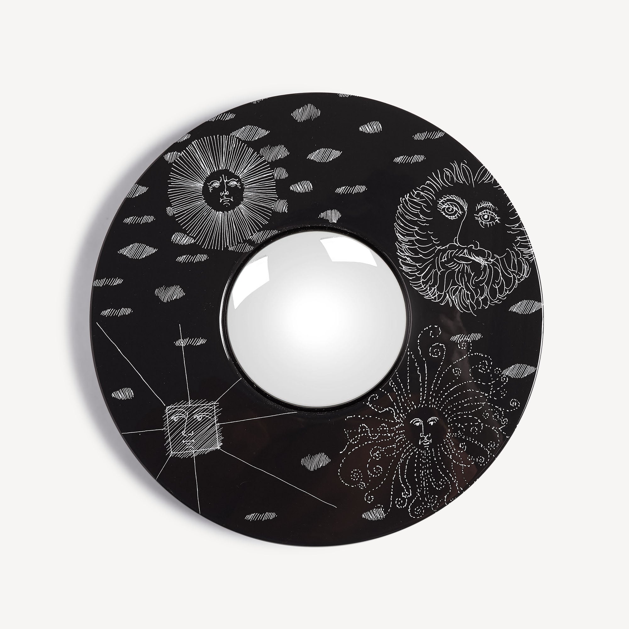 atelier-fornasetti-solitario-spiegel-konvex-holzrahmen-lackiert image 1