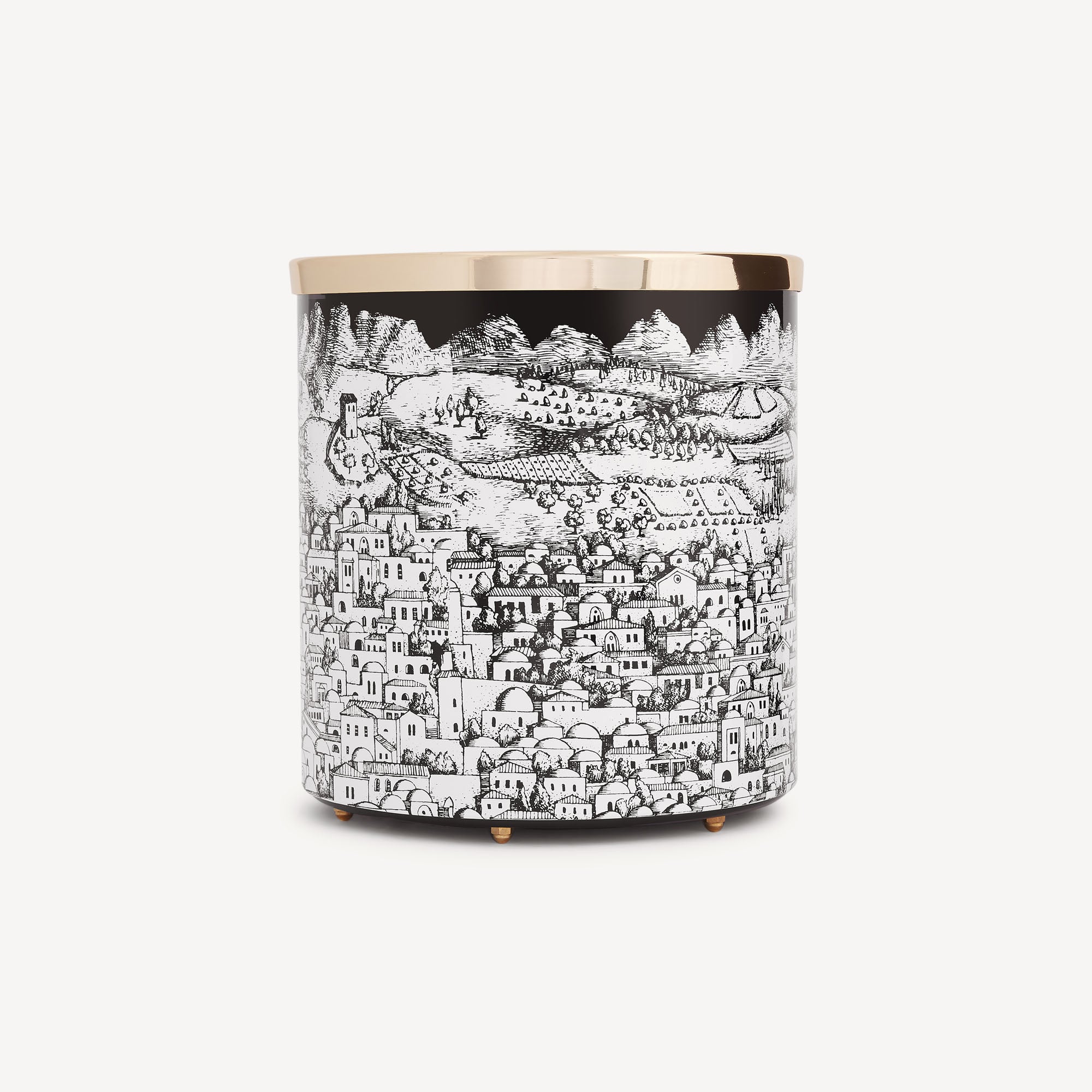 atelier-fornasetti-gerusalemme-papierkorb-metall-schwarz-wei image 1