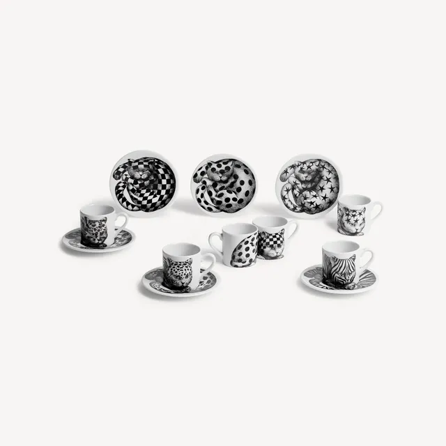 fornasetti-high-fidelity-kaffetassen-6er-set-katze-schwarz-wei image 1