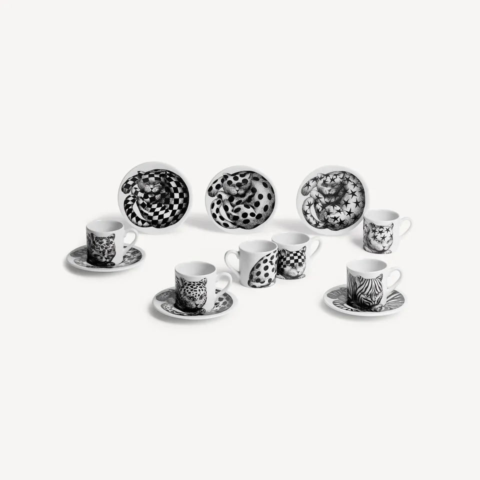 fornasetti-high-fidelity-kaffetassen-6er-set-katze-schwarz-wei image 1
