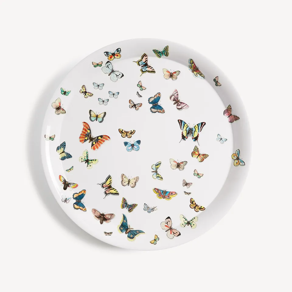 atelier-fornasetti-farfalle-tablett-rund-schmetterlinge-lackiert image 1