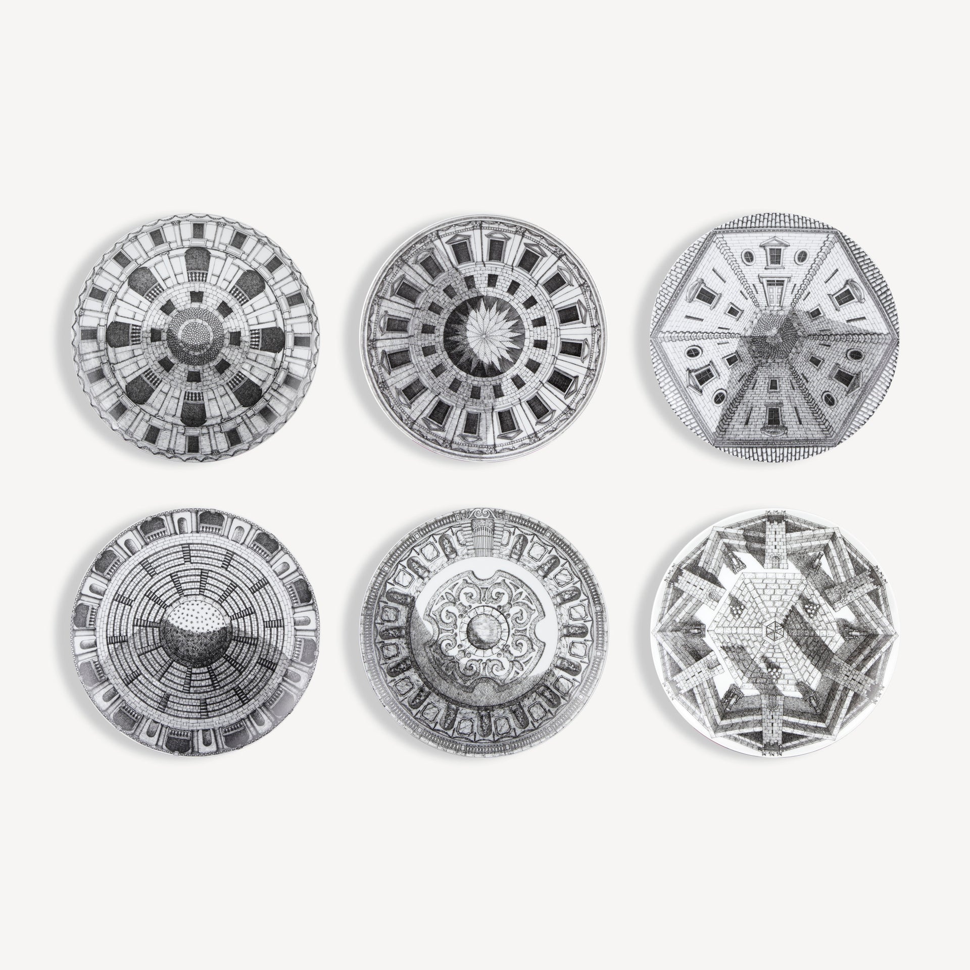 atelier-fornasetti-cortili-teller-6er-set-architektur image 1