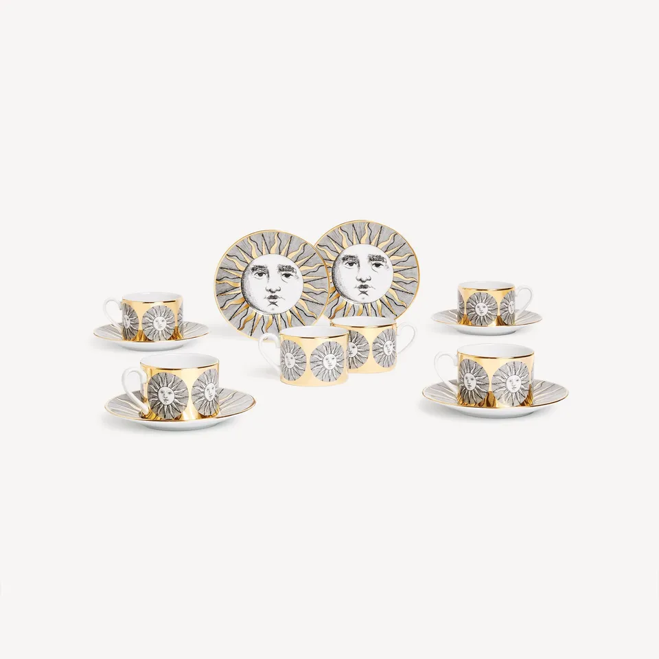 atelier-fornasetti-sole-teetassen-set-6-tlg-sonne-porzellan-gold image 1