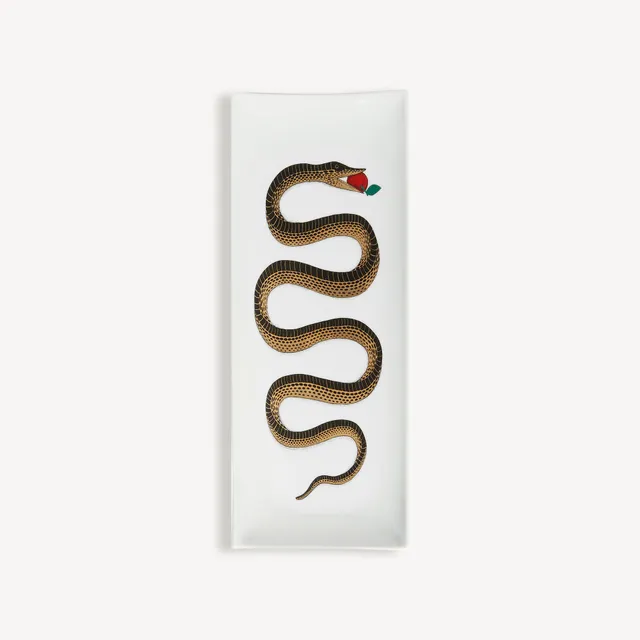 atelier-fornasetti-serpente-tablett-rechteckig-mit-schlange-gold image 1