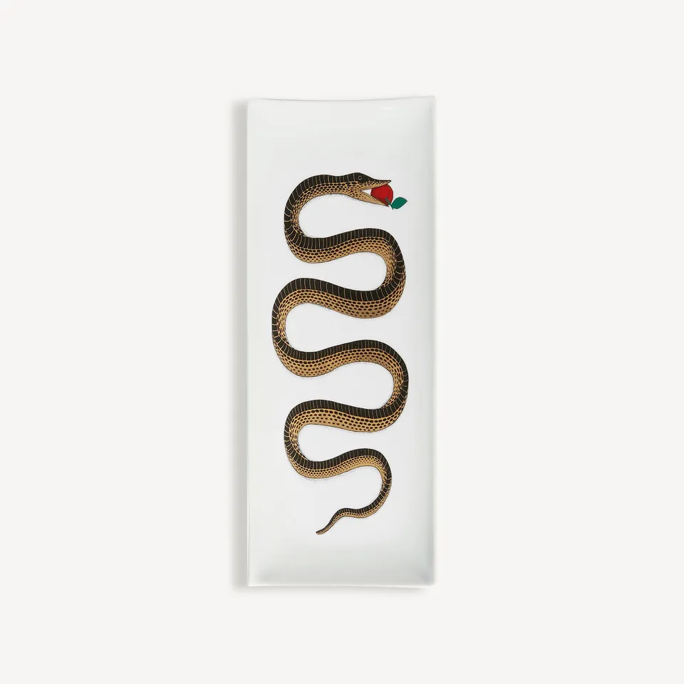 atelier-fornasetti-serpente-tablett-rechteckig-mit-schlange-gold image 1
