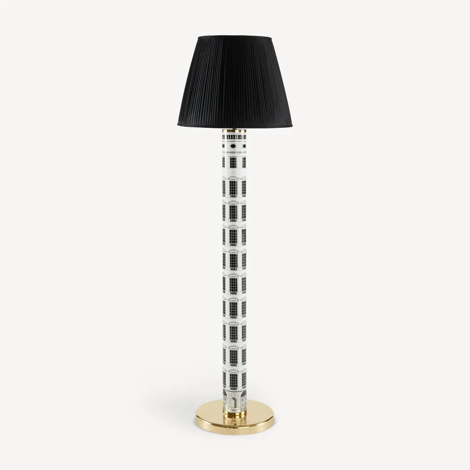 fornasetti-lampenschirm-konisch-plissiert-stoff-nachttisch image 1