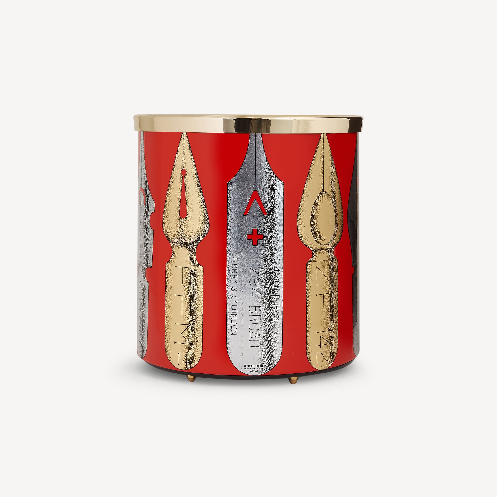 fornasetti-pennini-papierkorb-metall-mit-federmuster image 2