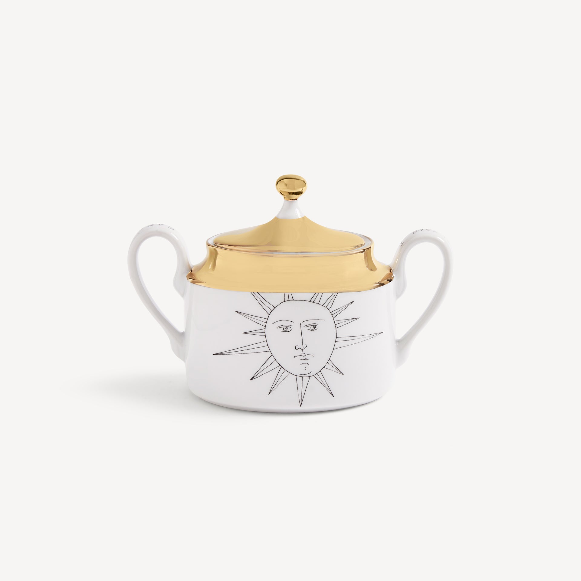 atelier-fornasetti-solitario-zuckerdose-sonne-porzellan-gold image 1
