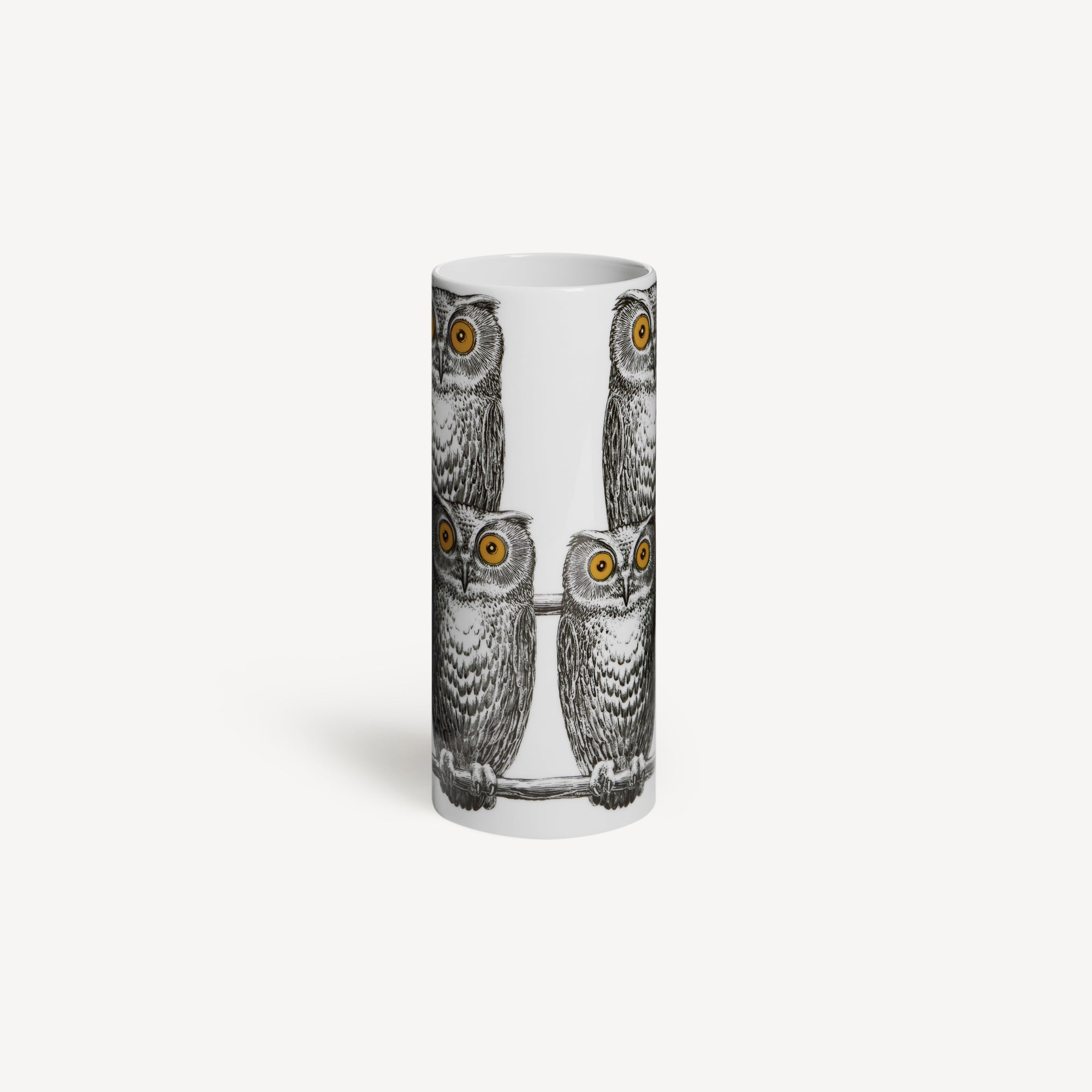 atelier-fornasetti-civette-kleine-zylindervase-eulen image 3