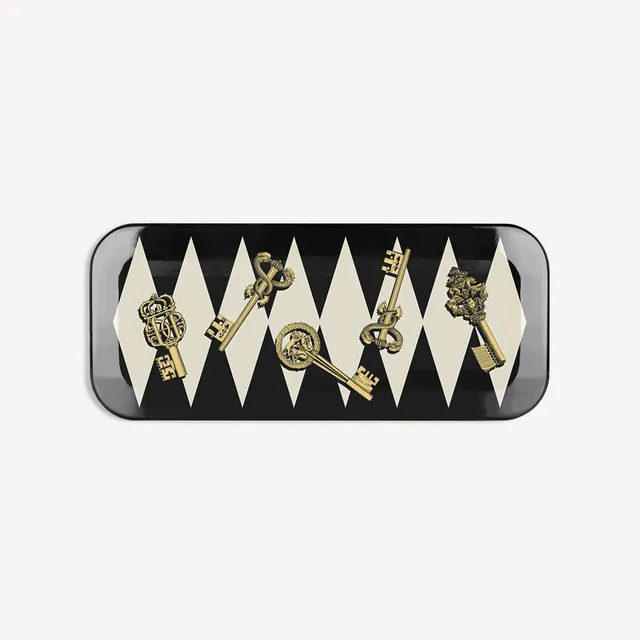 atelier-fornasetti-chiavi-tablett-holz-rechteckig-gold-schl-ssel image 1