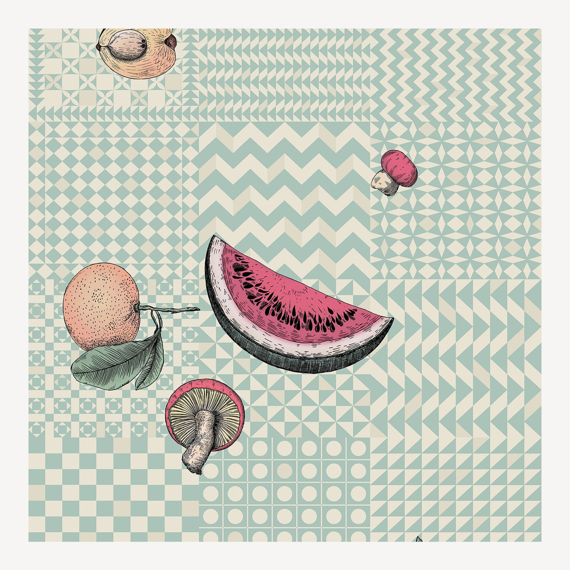 atelier-fornasetti-frutta-e-geometrico-tapete-52cm-x-10m-schwarz-wei image 1