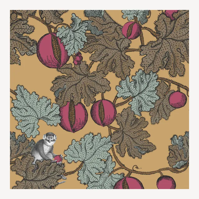 atelier-fornasetti-frutto-proibito-tapete-affen-granatapfel image 1