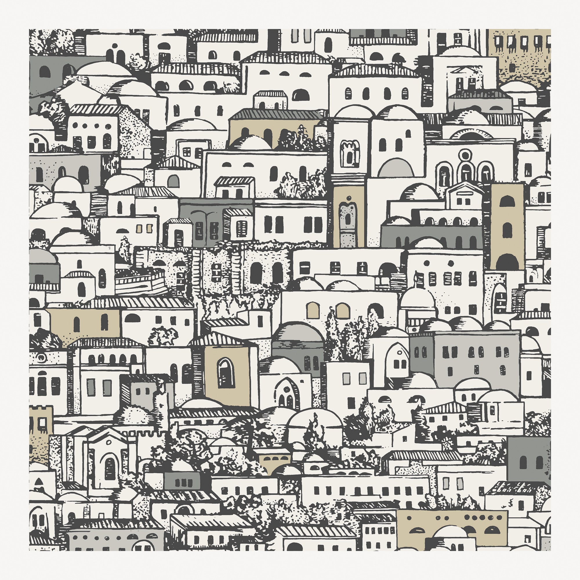 fornasetti-mediterranea-tapete-stadtmotiv-52cm-x-10m-wei-schwarz image 1