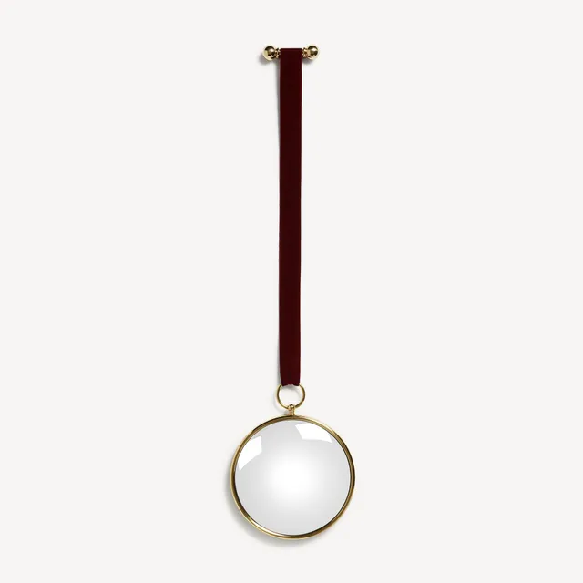 atelier-fornasetti-magic-konvexspiegel-mit-samtband-messingrahmen image 1