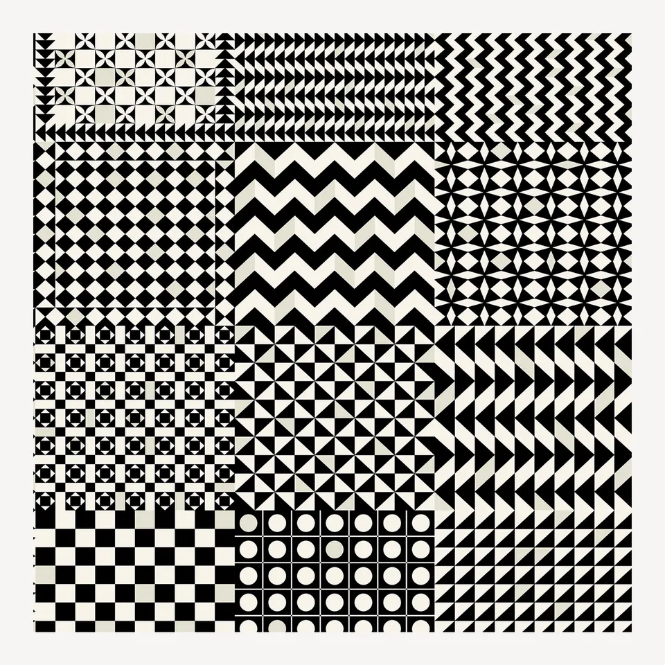 atelier-fornasetti-geometrico-tapete-52cm-schwarz-wei image 1