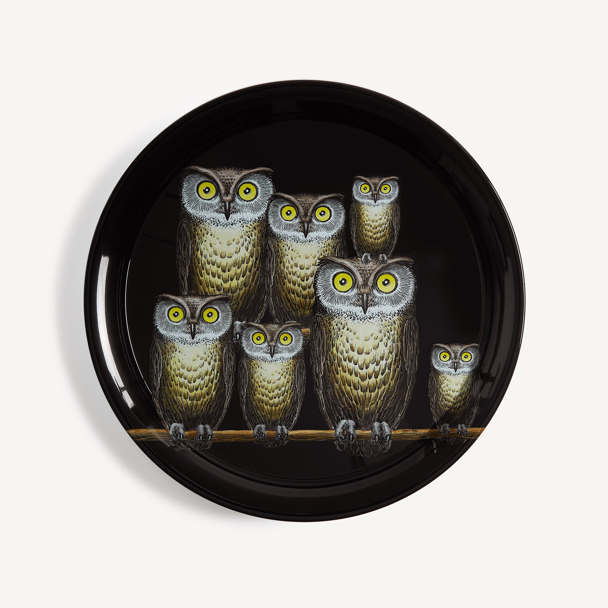 atelier-fornasetti-civette-tablett-eulen-rund image 1