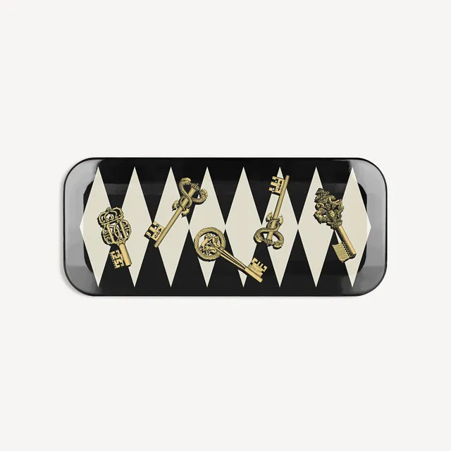 fornasetti-chiavi-rechteckiges-tablett-gold-rombi-holz image 1