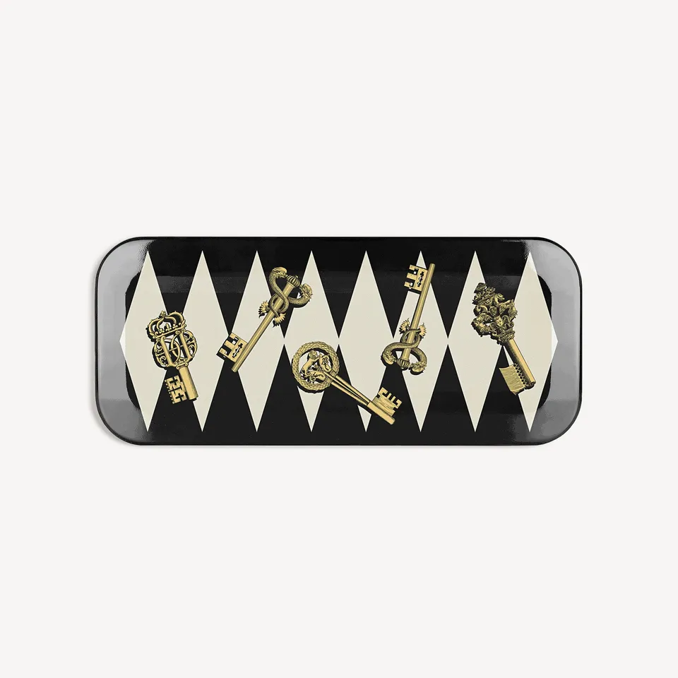 fornasetti-chiavi-rechteckiges-tablett-gold-rombi-holz image 1