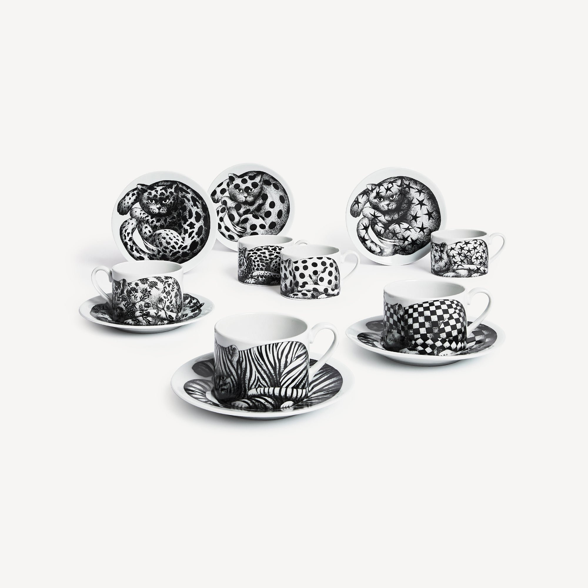 atelier-fornasetti-high-fidelity-teetassen-6er-set-porzellan-katzen image 1