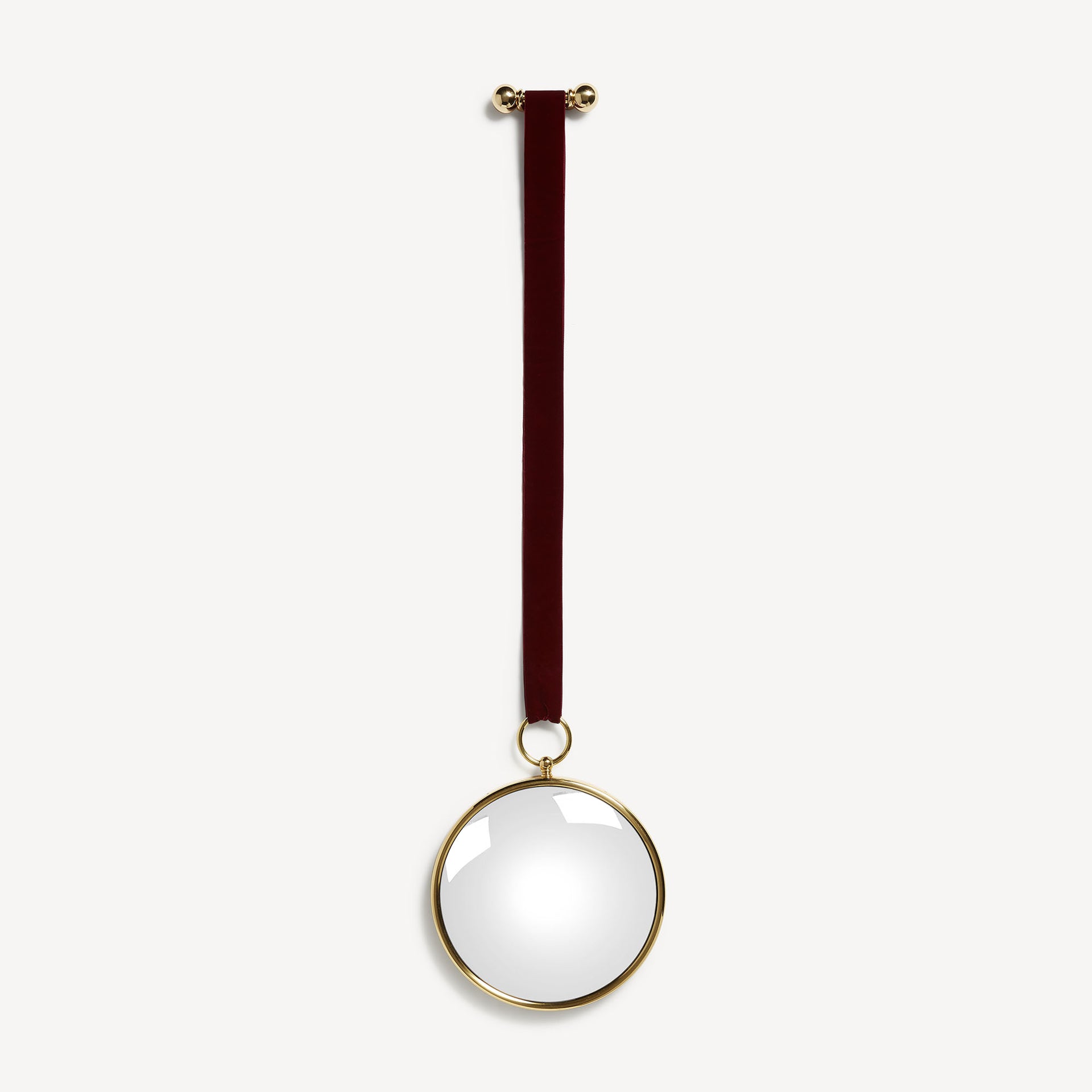 atelier-fornasetti-magic-konvexspiegel-mit-samtband-messingrahmen image 1