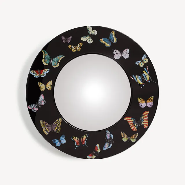 atelier-fornasetti-farfalle-spiegel-konvex-holzrahmen-wand image 1