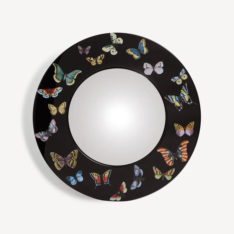 atelier-fornasetti-farfalle-spiegel-konvex-holzrahmen-wand image 1