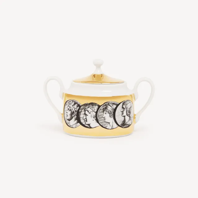 fornasetti-cammei-zuckerdose-porzellan-gold-mit-deckel image 1