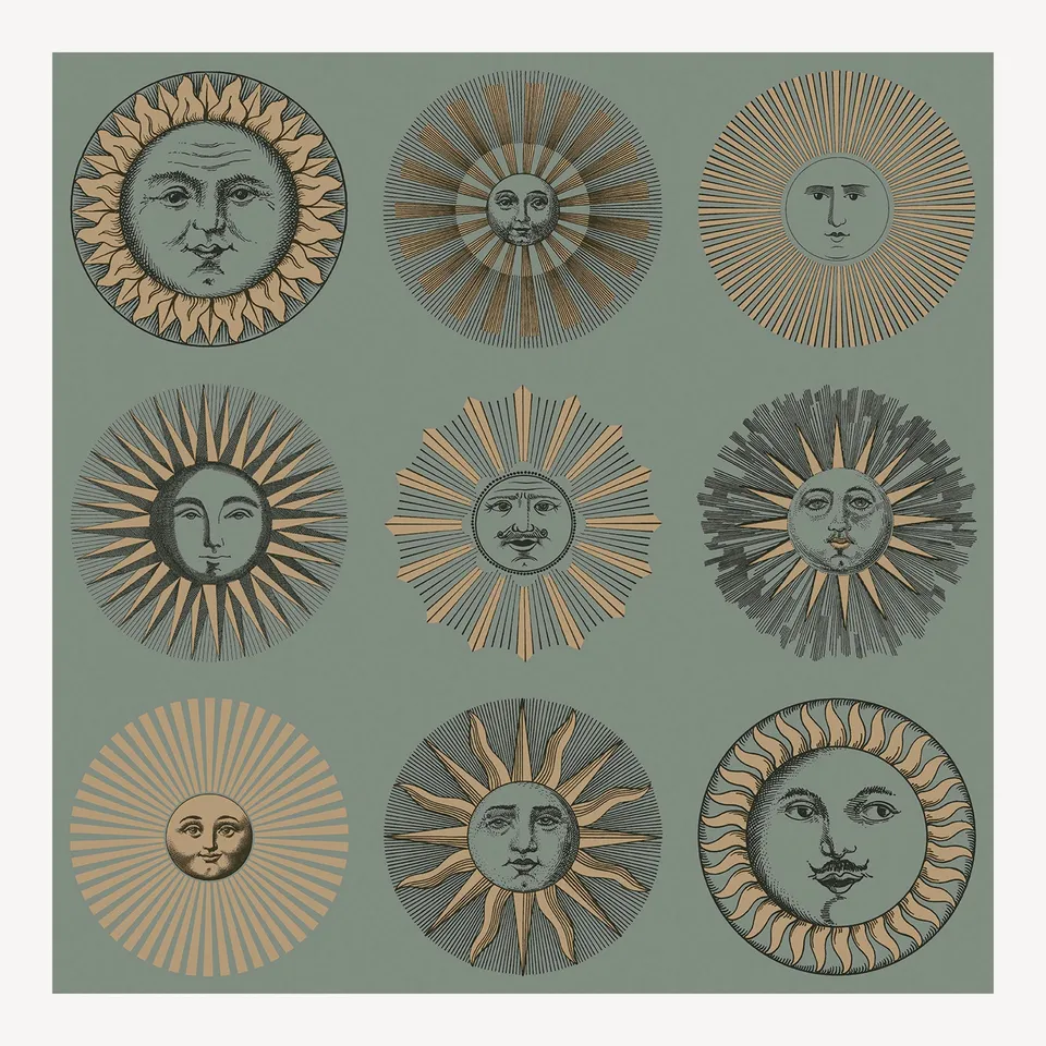 atelier-fornasetti-soli-tapete-sonnen-gold-smaragdgr-n-10-m image 1