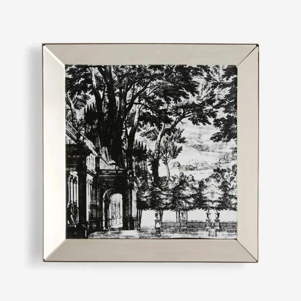 fornasetti-giardino-settecentesco-tablett-porzellan-eckig-platin image 1