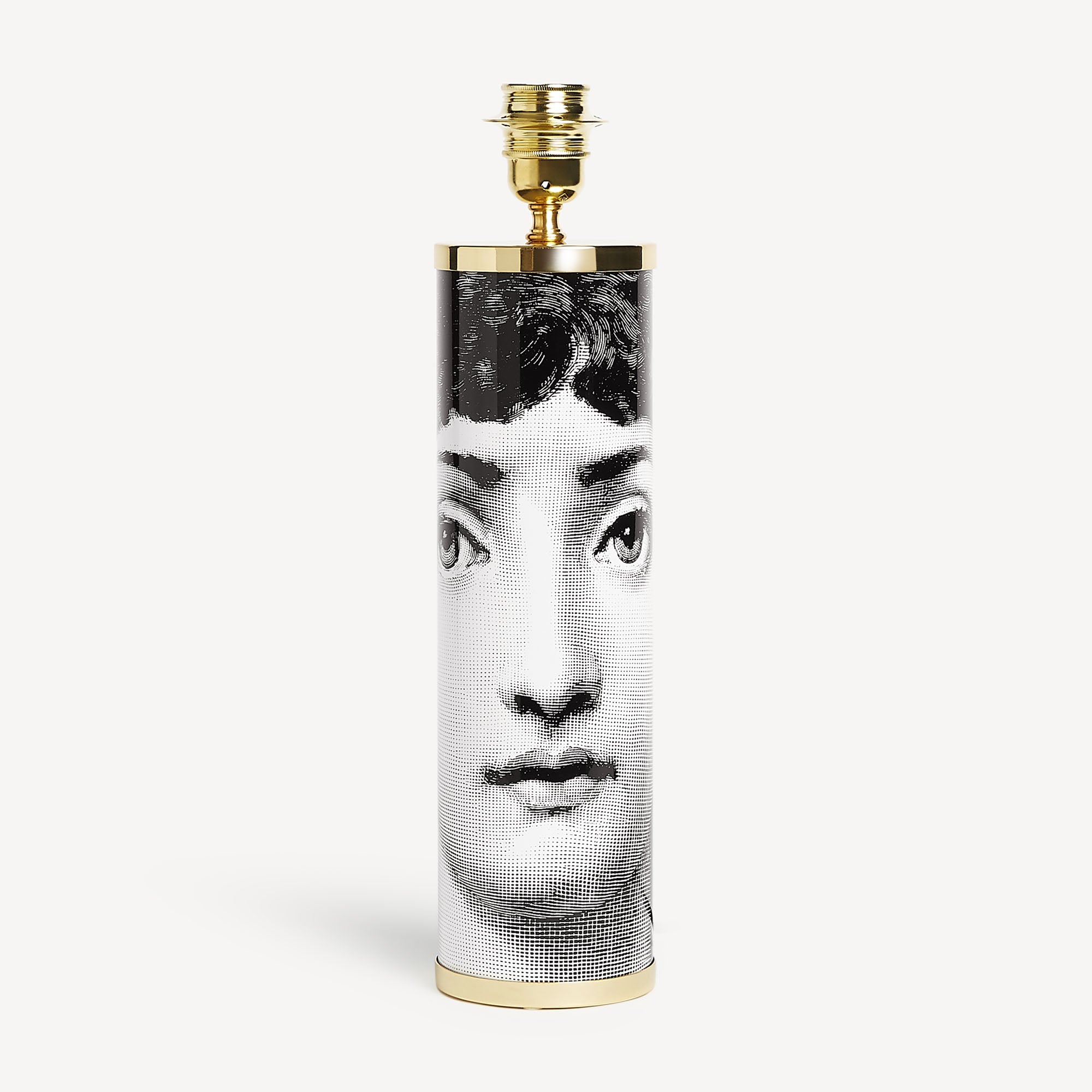 fornasetti-viso-lampenfu-zylindrisch-metall-gesicht image 1