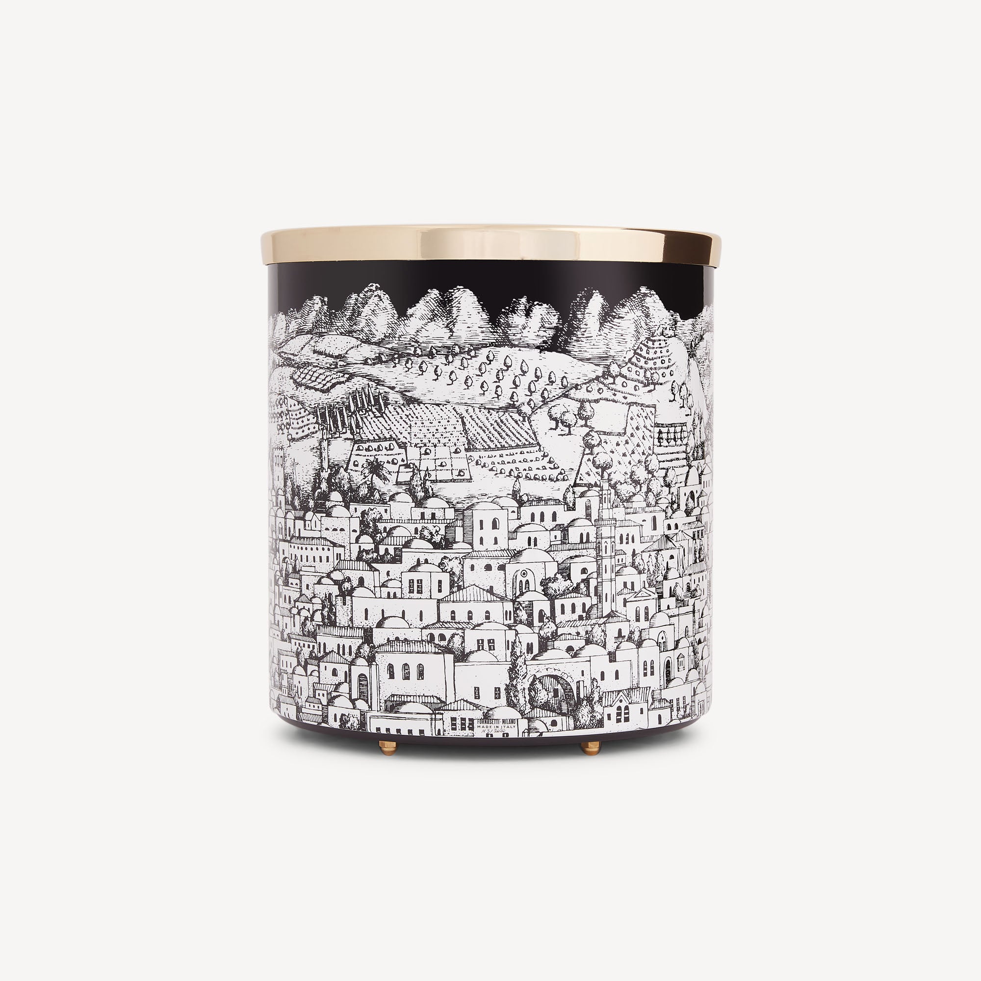 atelier-fornasetti-gerusalemme-papierkorb-metall-schwarz-wei image 2