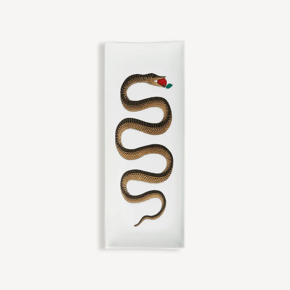 atelier-fornasetti-serpente-tablett-rechteckig-schlange-gold image 1