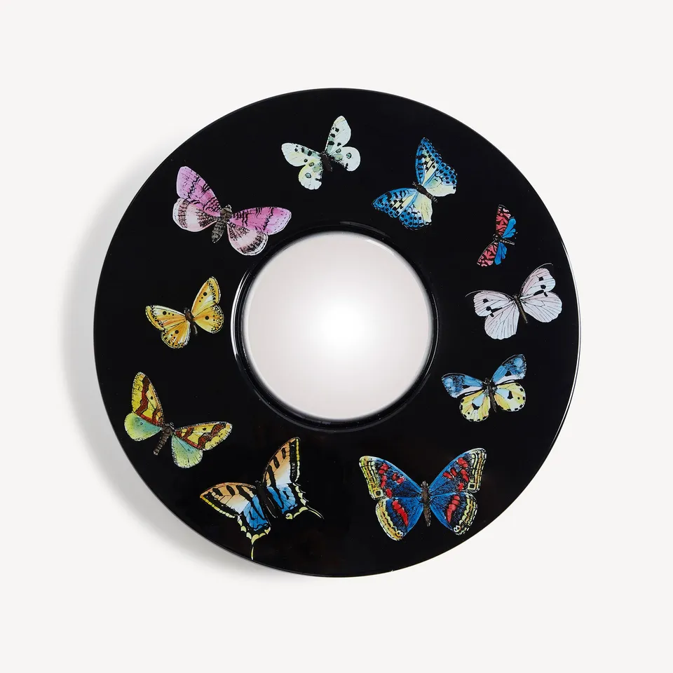 fornasetti-farfalle-spiegel-konvex-holzrahmen-wandspiegel image 1