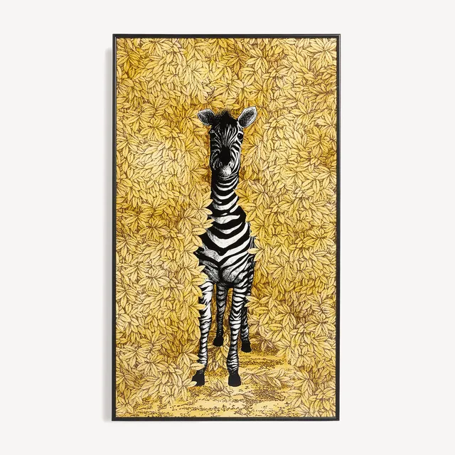fornasetti-zebra-wandpanel-holz-lackiert-gerahmt image 1
