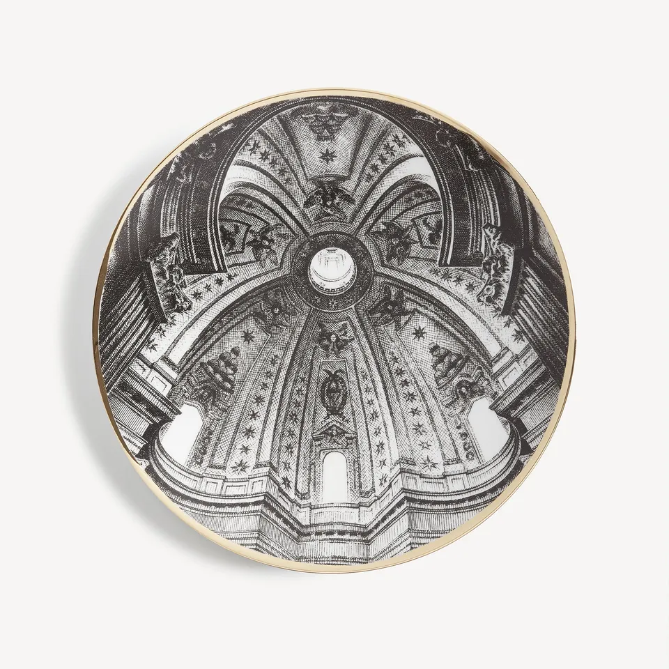 fornasetti-cupola-s-ivo-sapienza-teller-porzellan-gold-rom image 1
