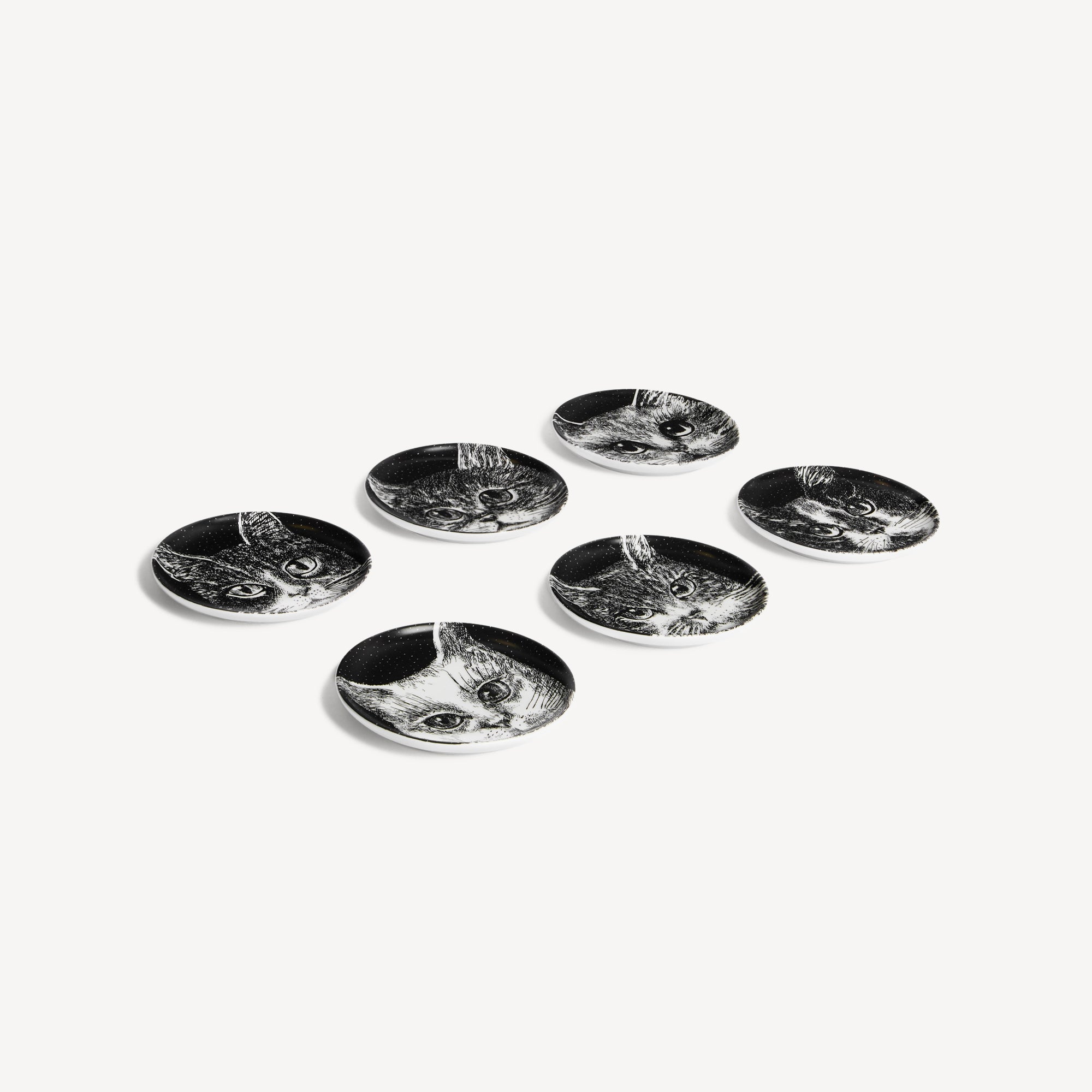 fornasetti-gatti-deko-schalen-6er-set-porzellan-katzen image 1