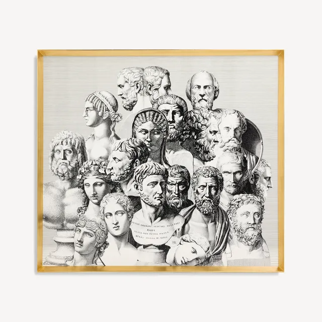 atelier-fornasetti-teste-antiche-wandbild-holz-gerahmt-antik image 1