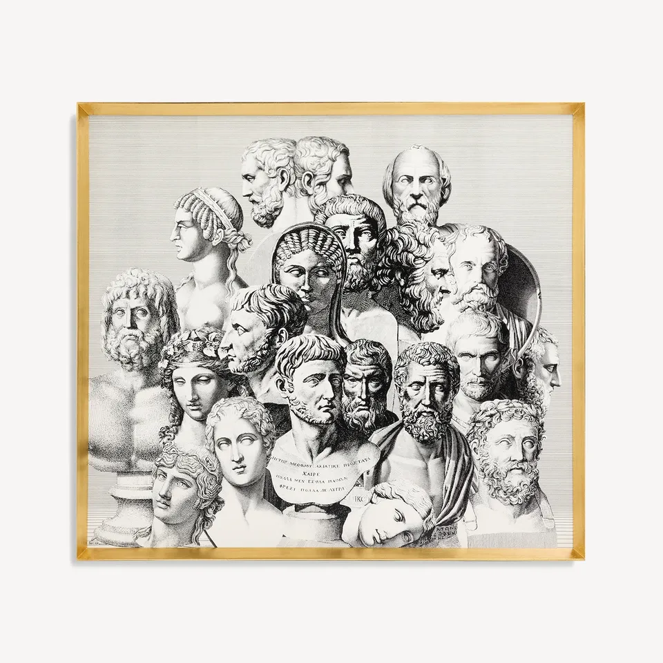 atelier-fornasetti-teste-antiche-wandbild-holz-gerahmt-antik image 1