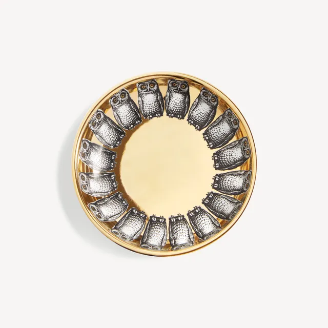 fornasetti-giro-di-civette-aschenbecher-eule-gold image 1