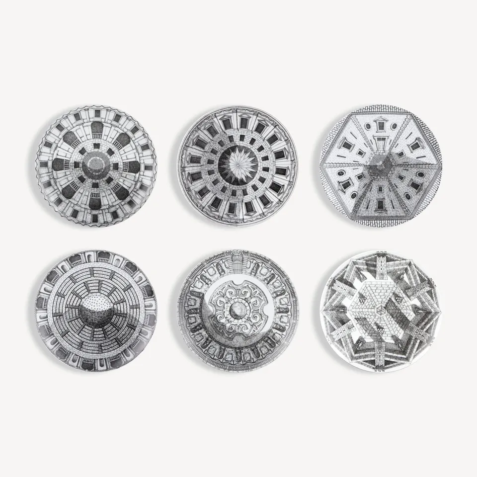 atelier-fornasetti-cortili-teller-6er-set-architektur image 1