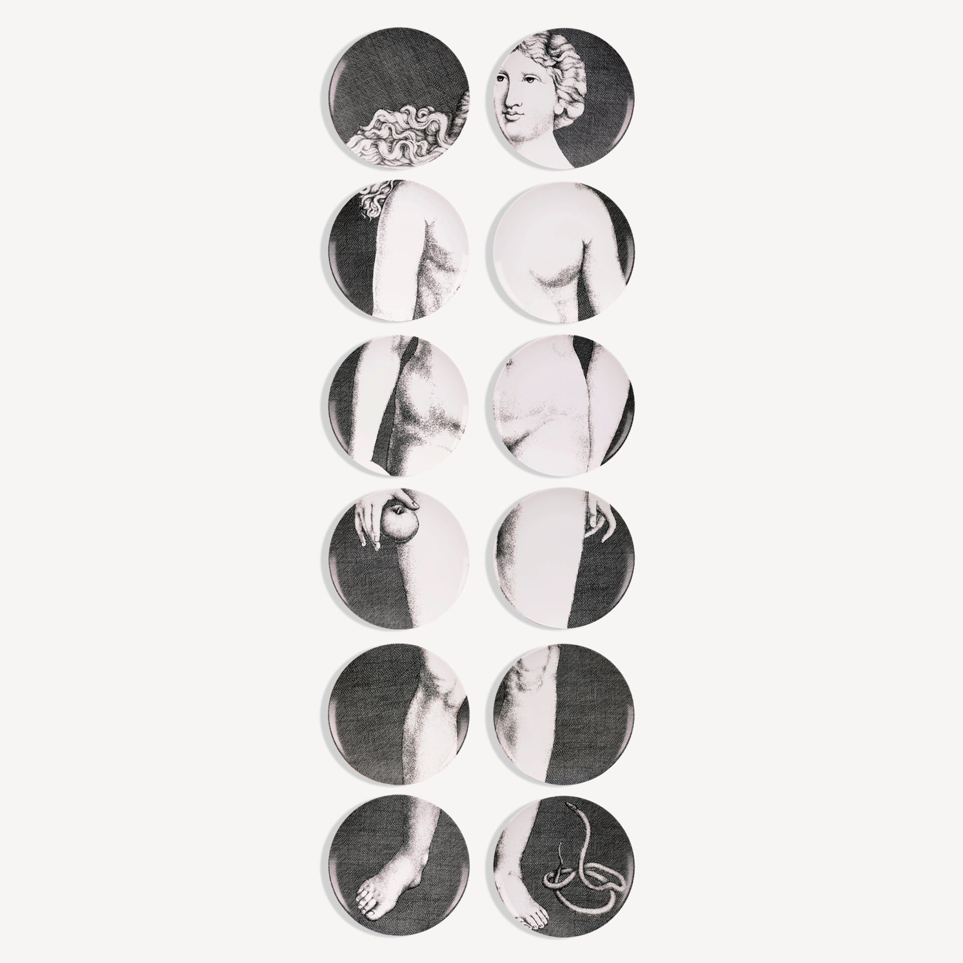 atelier-fornasetti-eve-teller-set-12-porzellan-wandteller image 1